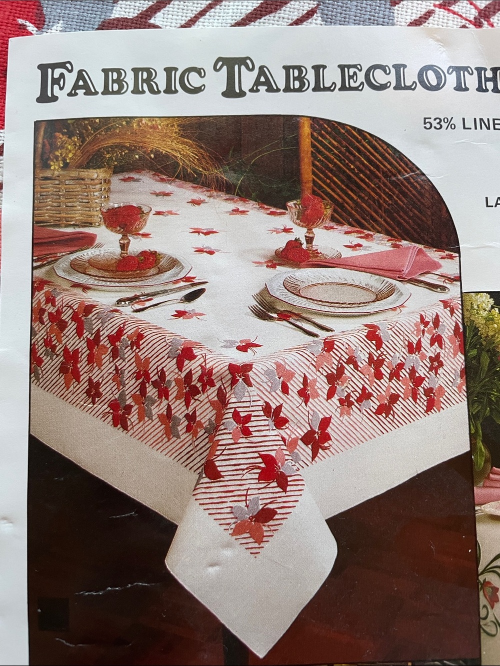 Vintage rectangular Tablecloth Made in Canada linen and Cotton blend